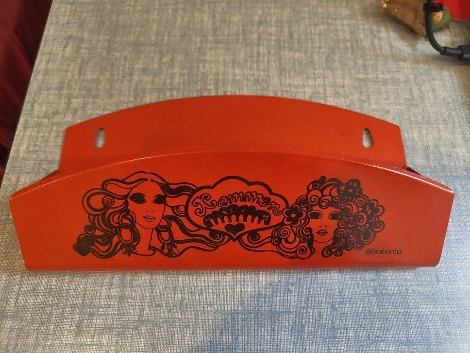 Vintage Brabantia kammenbakje rood met print, Gebruikt, Ophalen of Verzenden, Metaal, Brabantia