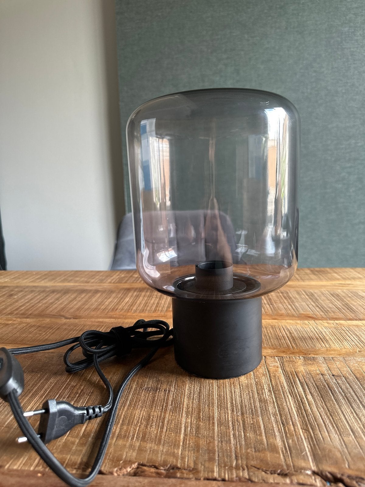 Moderne tafellamp met rookglas, Ophalen, Met schakelaar, Overige merken, E27 (groot)