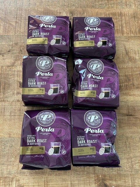 AH Perla extra dark koffiepads, 6 x 36 stuks, Ophalen of Verzenden, Nieuw, Overige modellen, Koffiepads en cups