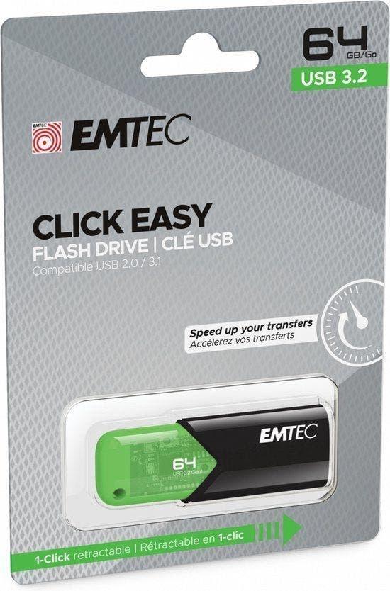 Emtec USB3.2 Click Easy B110 64GB, EMTEC, Ophalen of Verzenden, Eiberstraat 9 te Dokkum, 64 GB