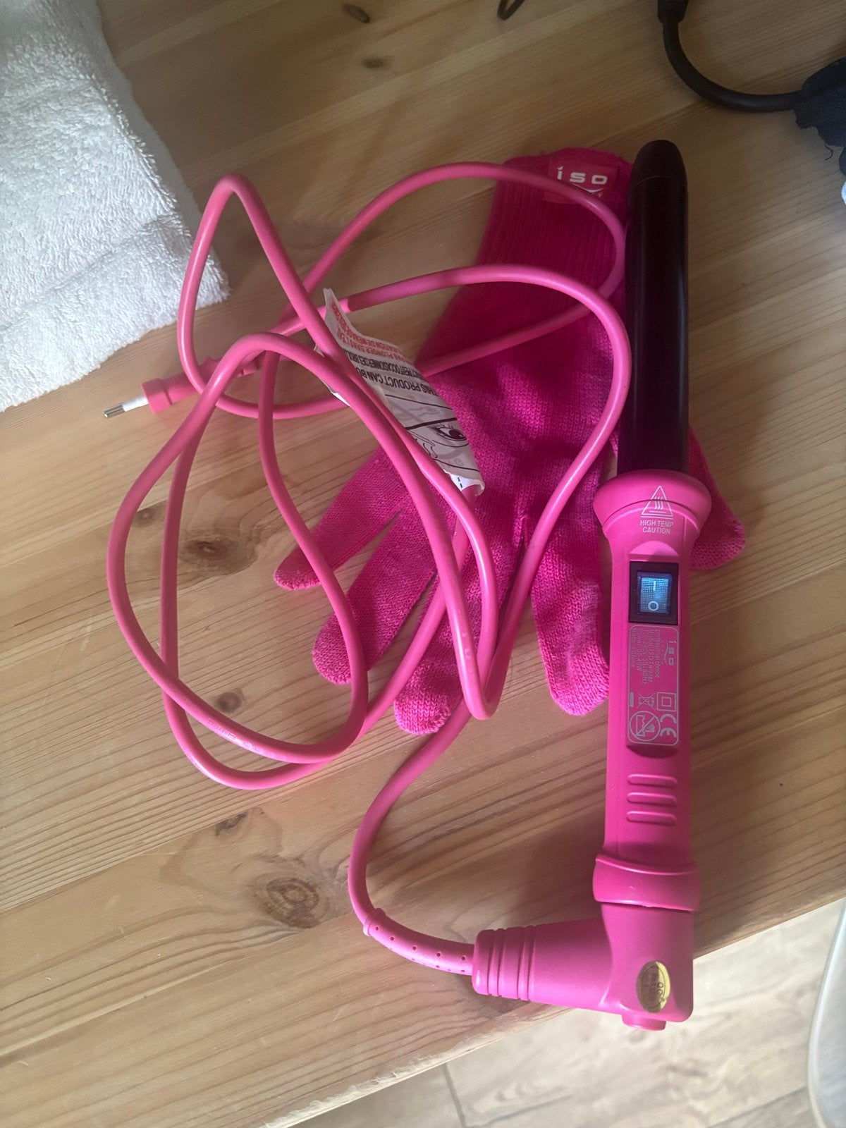 ISO Krultang - Roze met hittebestendige handschoen, Ophalen of Verzenden, Zo goed als nieuw, Haarverzorging