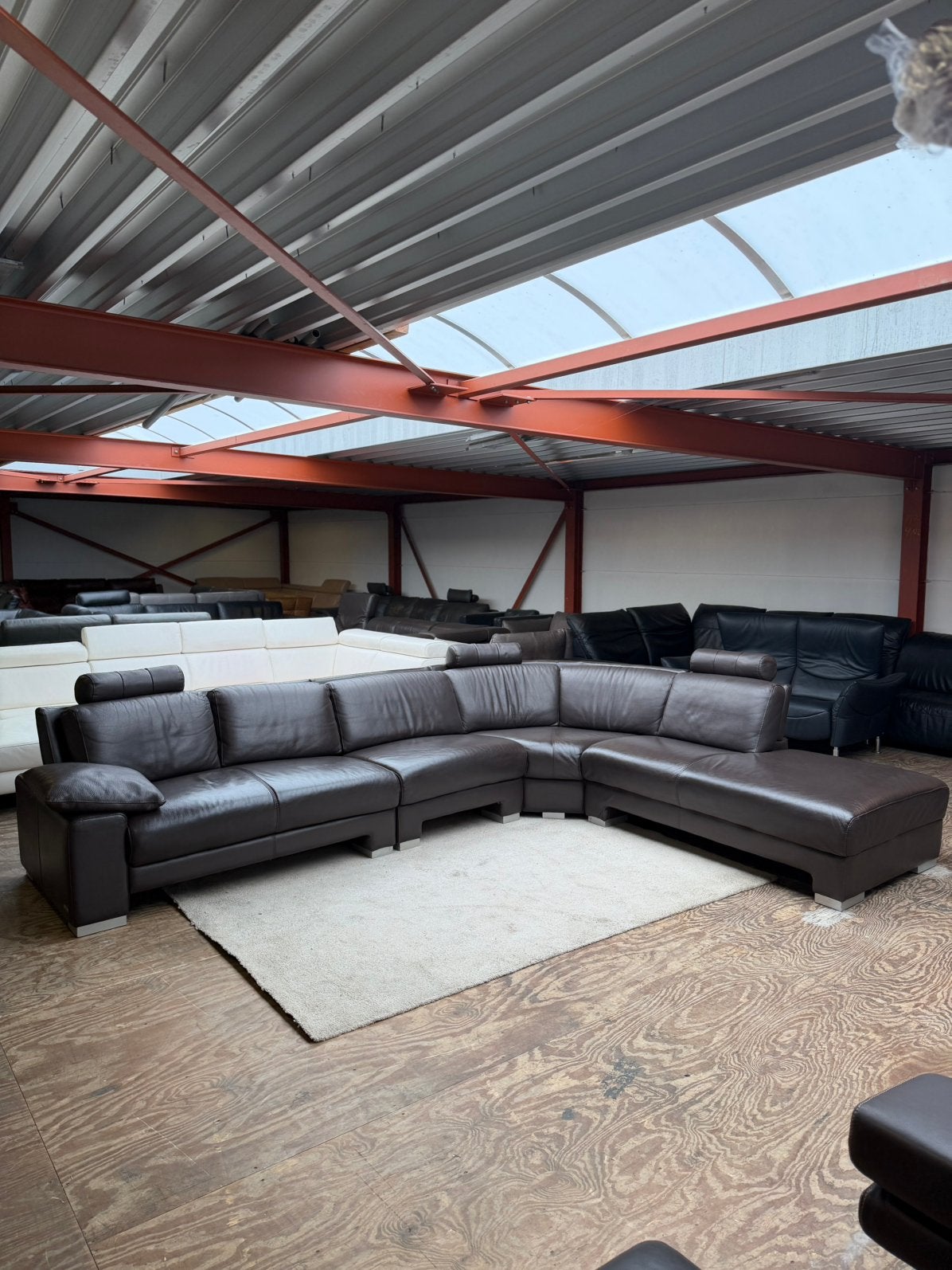 Bruine leren design hoekbank bank Italiaanse leer Nicoletti, 2871SK, 125 cm of meer, Verzenden, Mariansoliak8@gmail.com