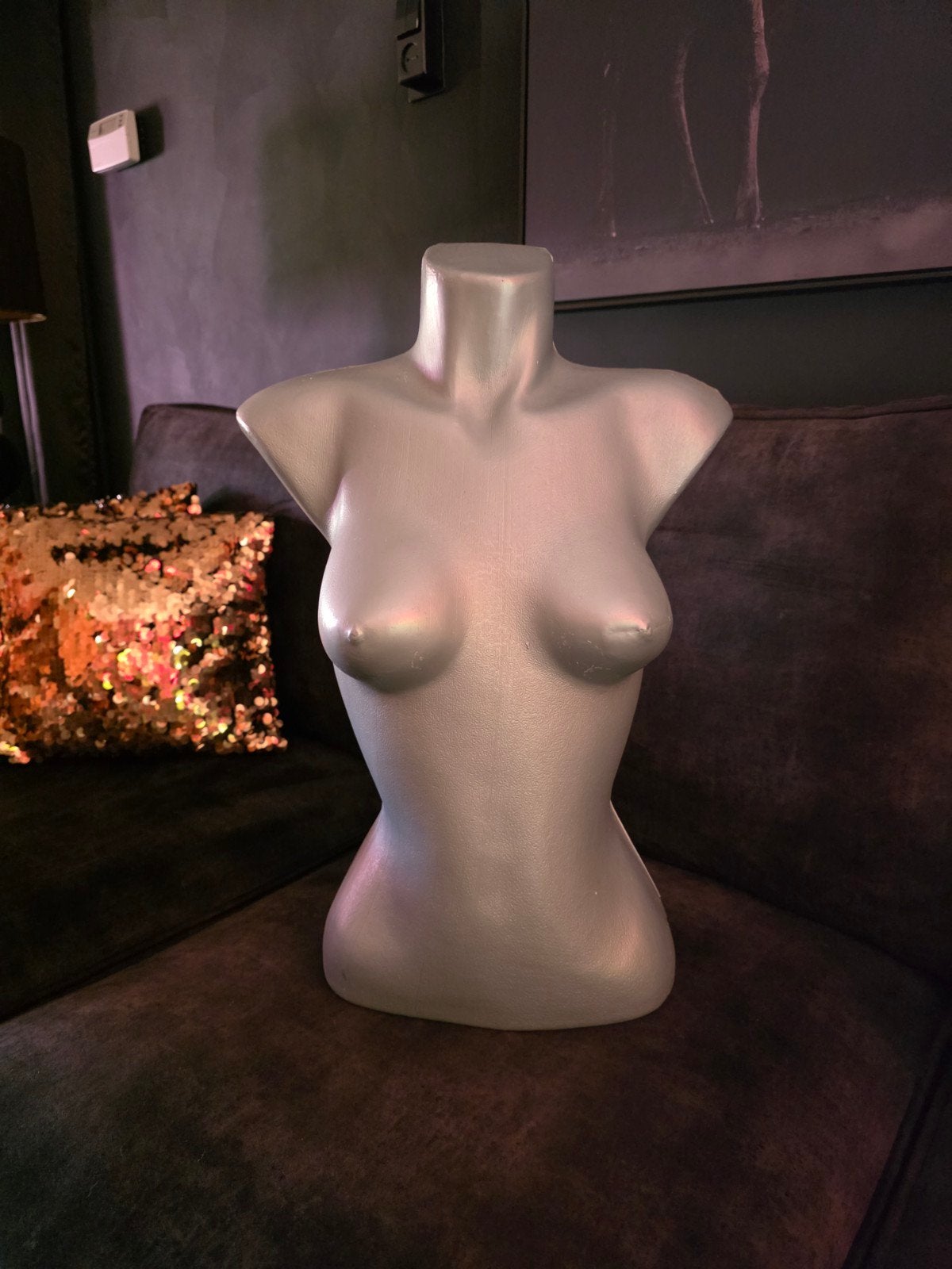 Etalagepop torso zilver, Gebruikt, Kunststof, Ophalen of Verzenden, Modern