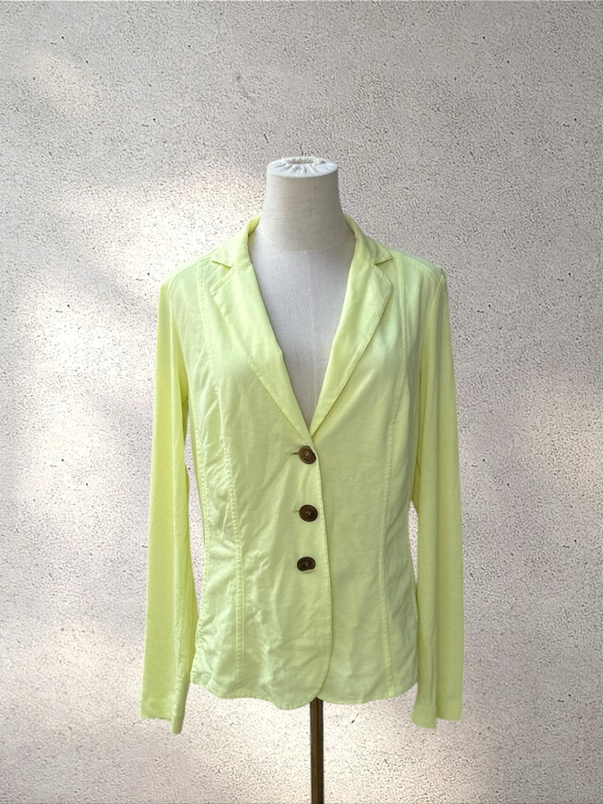 Marc Cain Neon Geel Lichtgewicht Jersey Blazer Maat M, Maat 38/40 (M), Geel, Ophalen of Verzenden, Zo goed als nieuw