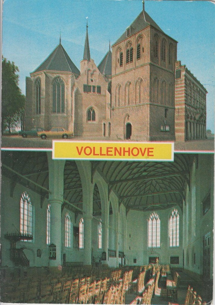 Vollenhove 2 luik NH Kerk St. Nicolaaskerk 1987 gelopen, Verzamelen, Ophalen of Verzenden, 1980 tot heden, Gelopen, Overijssel