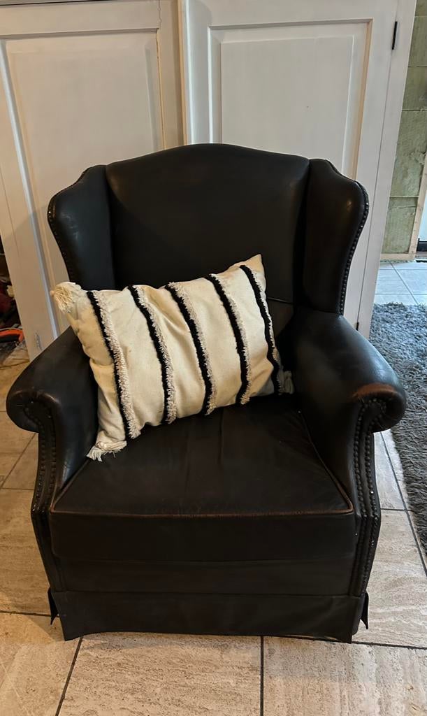 Echt leren stoel, zit heerlijk Chesterfield, Ophalen, Gebruikt, Chesterfield, 50 tot 75 cm