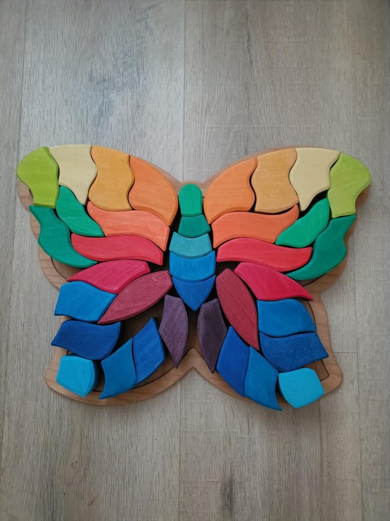 Grimms Houten Vlinder Puzzel Groot - Educatief Speelgoed, Ophalen of Verzenden, Zo goed als nieuw, Puzzelen