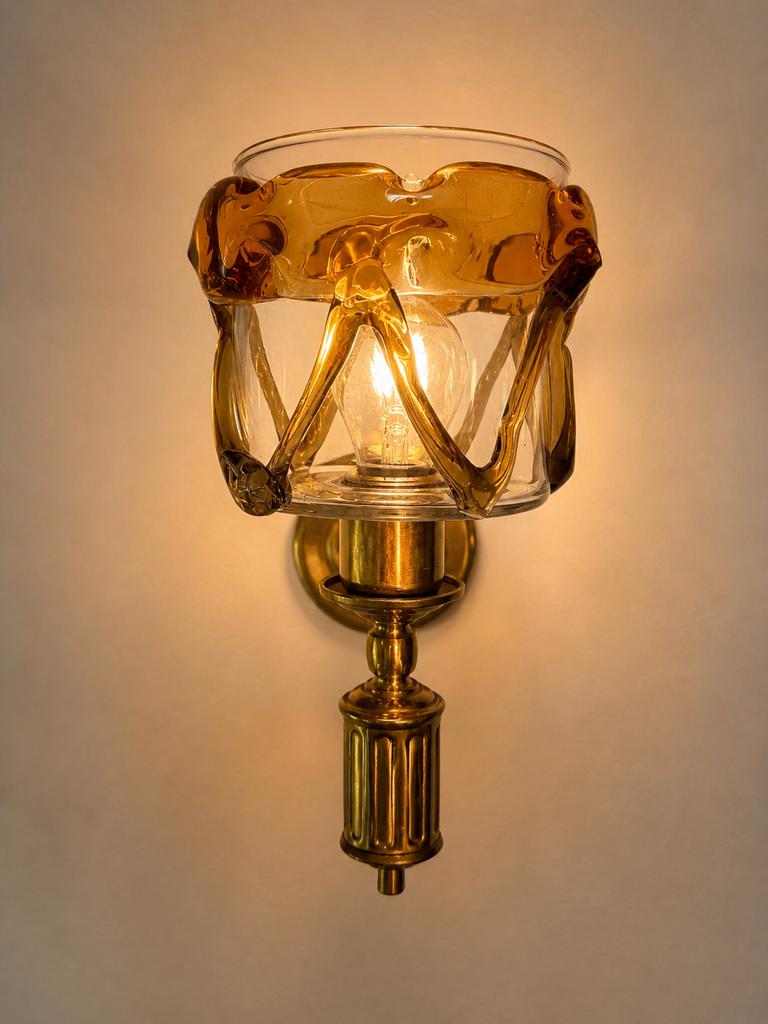 Handgeblazen wandlamp oberglas Austria, Huis en Inrichting, Lampen | Wandlampen, Ophalen of Verzenden, Gebruikt, Glas