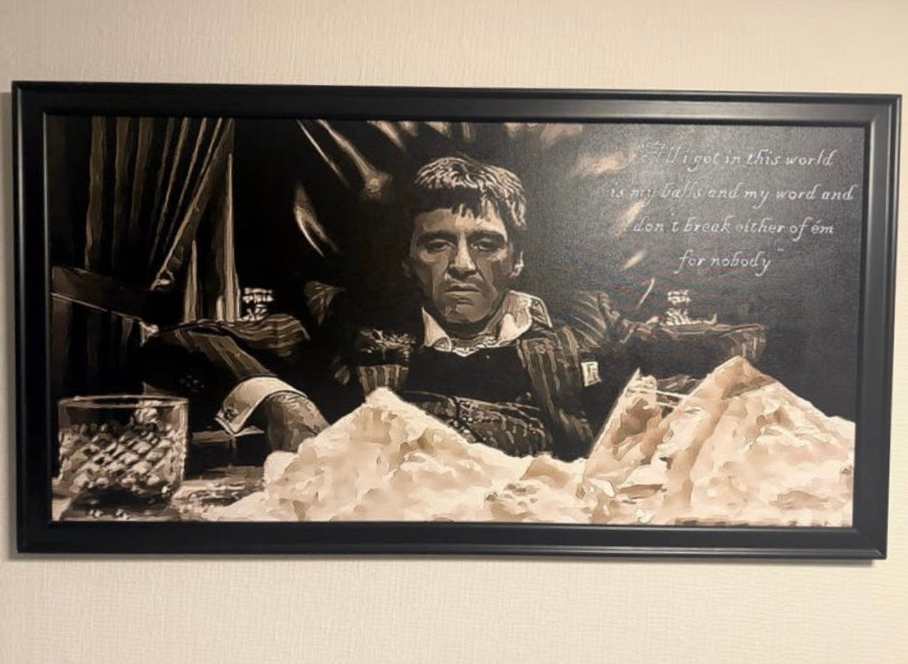 Scarface "Tony Montana" Schilderij - Uniek Kunstwerk, Huis en Inrichting, Ophalen, 50 – 75, Zo goed als nieuw, Schilderij