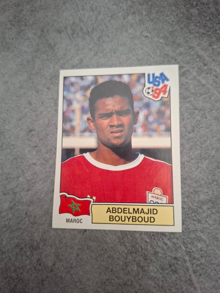 Panini sticker WK 94 USA (rood). Abdelmajid Bouyboud Marokko, Verzenden, Zo goed als nieuw, Sticker