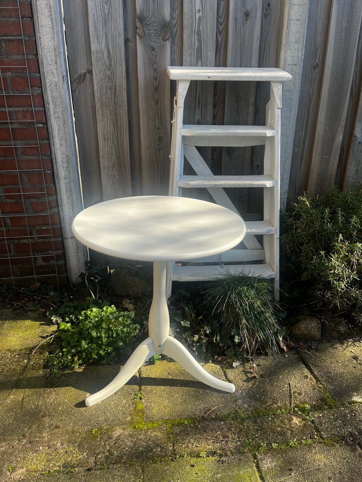 Wit rond tafeltje, Minder dan 55 cm, Gebruikt, Rond, Hout