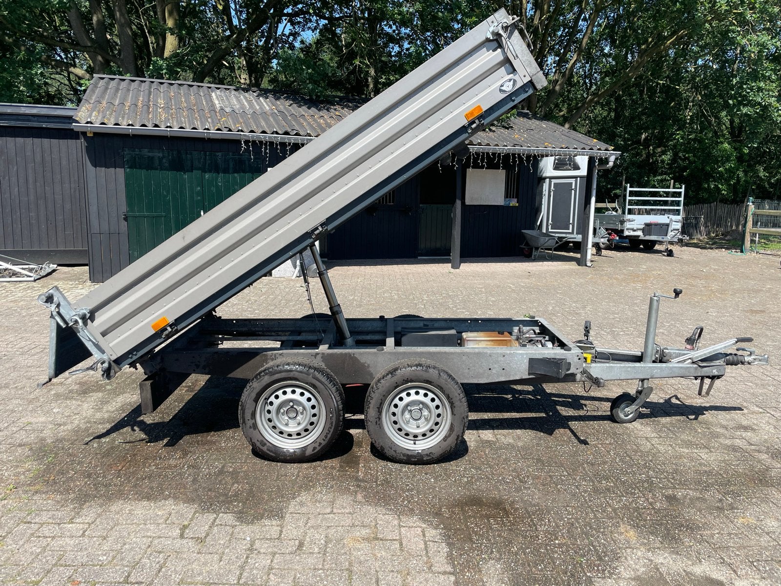 Humbaur hydraulische kipper, stalen vloer, compacte kar.., Ophalen, Gebruikt