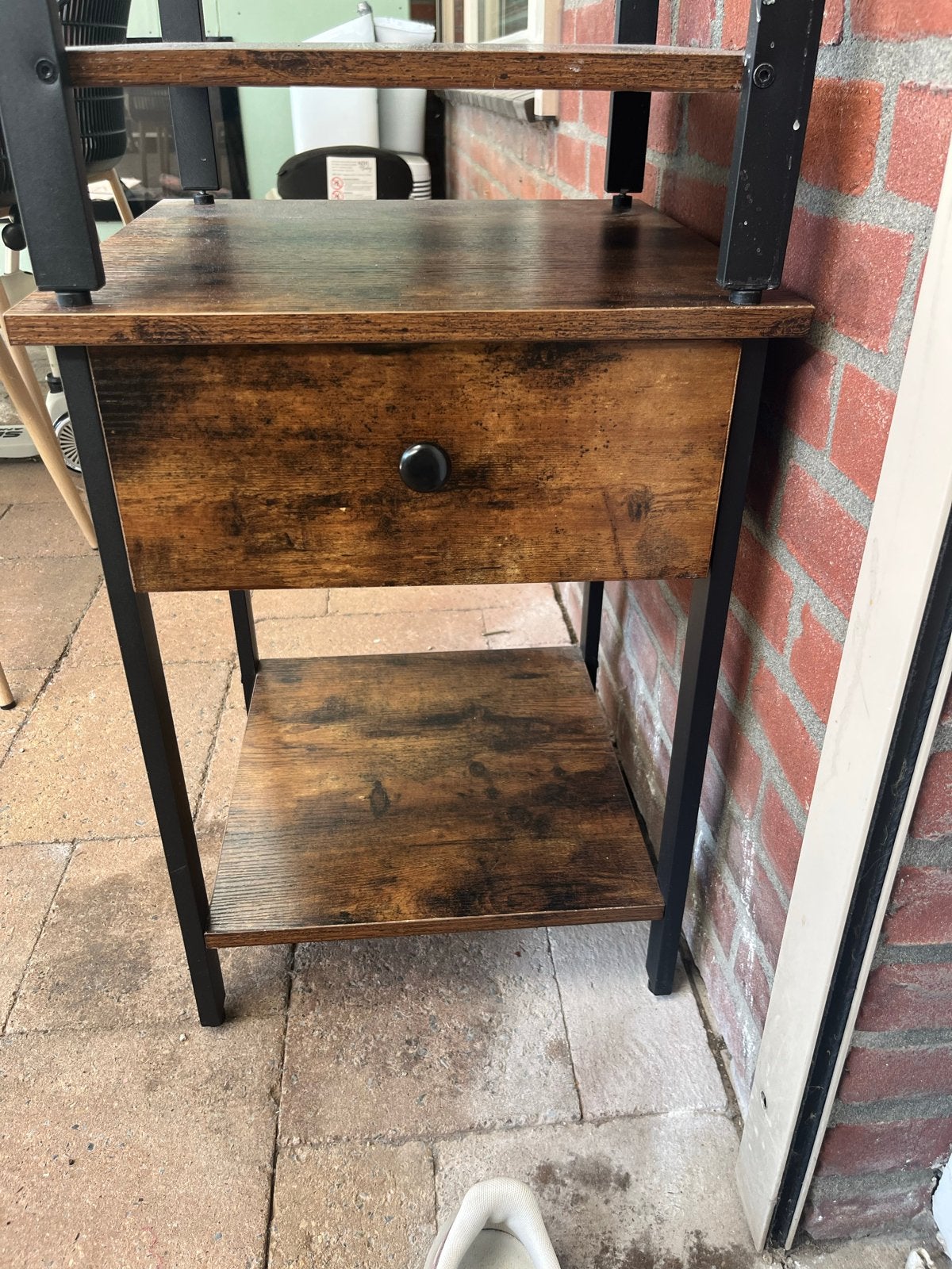 Twee nachtkastjes met lade - industrieel design, Huis en Inrichting, Ophalen, Gebruikt, Minder dan 45 cm, 55 tot 70 cm