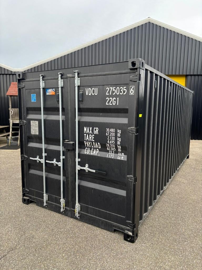 Nieuwe 20ft zeecontainer zwart RAL 9005 - Transport & Opslag, Ophalen of Verzenden