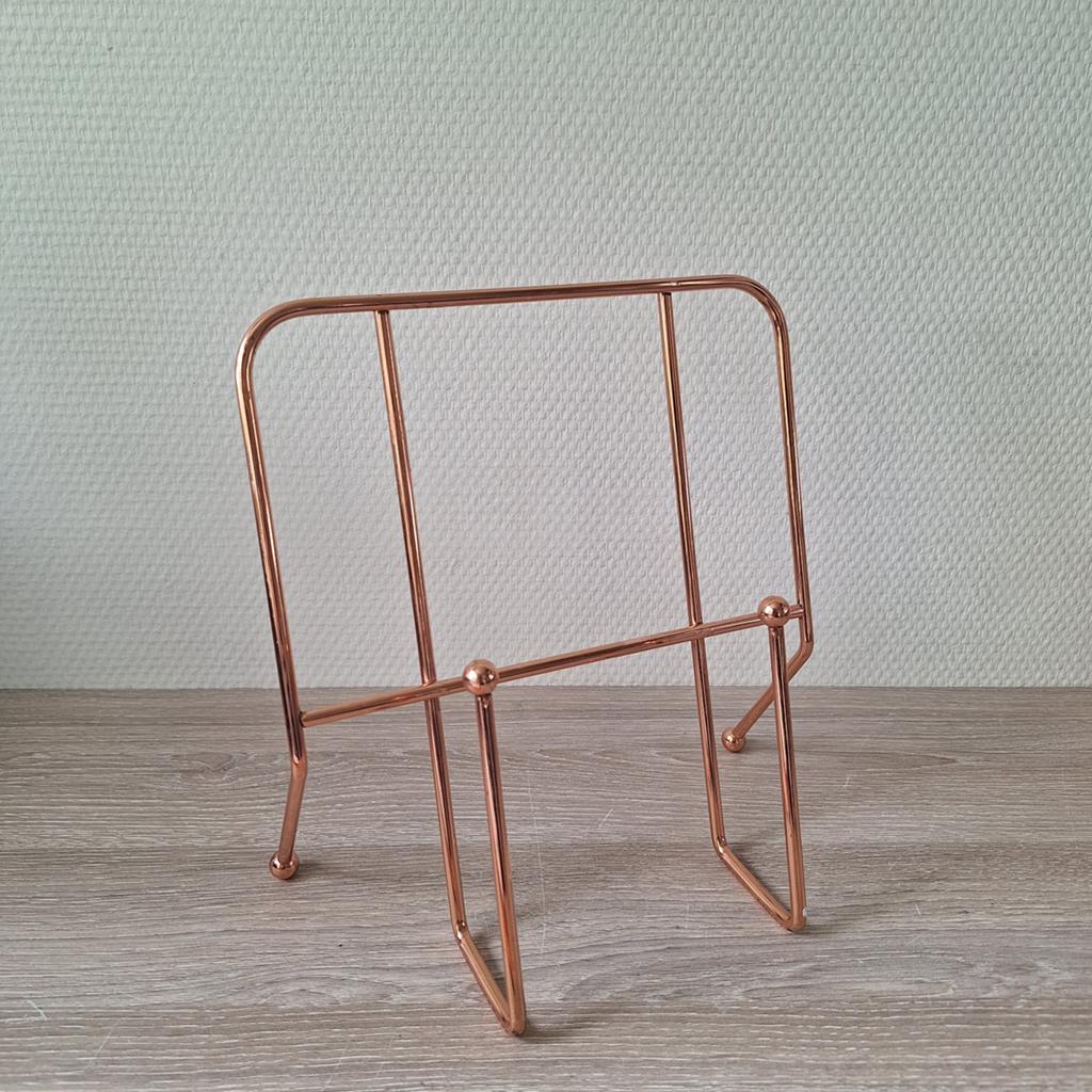 Vintage boekenstandaard LP standaard brons rosé metaal, Ophalen of Verzenden, Zo goed als nieuw