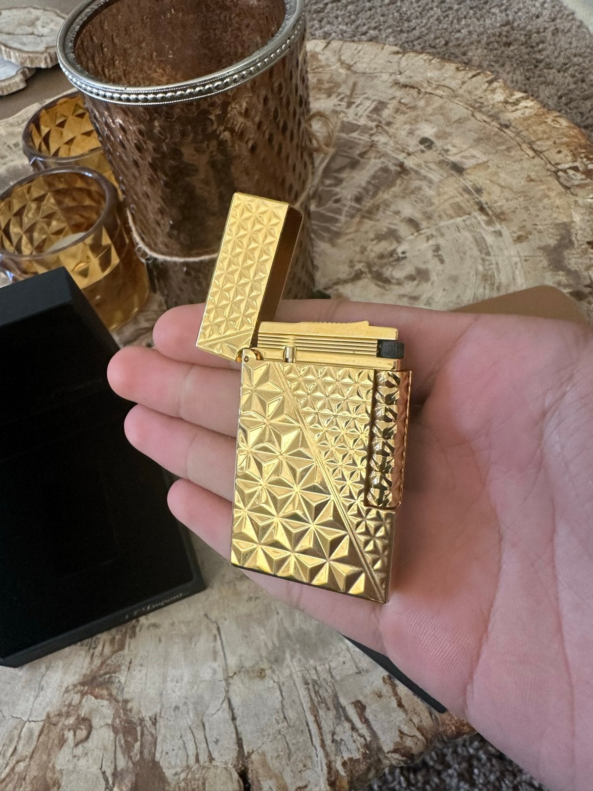 Luxe S.T. Dupont Aansteker Goud met Hoesje en Doos, Ophalen of Verzenden, Zo goed als nieuw, Aansteker