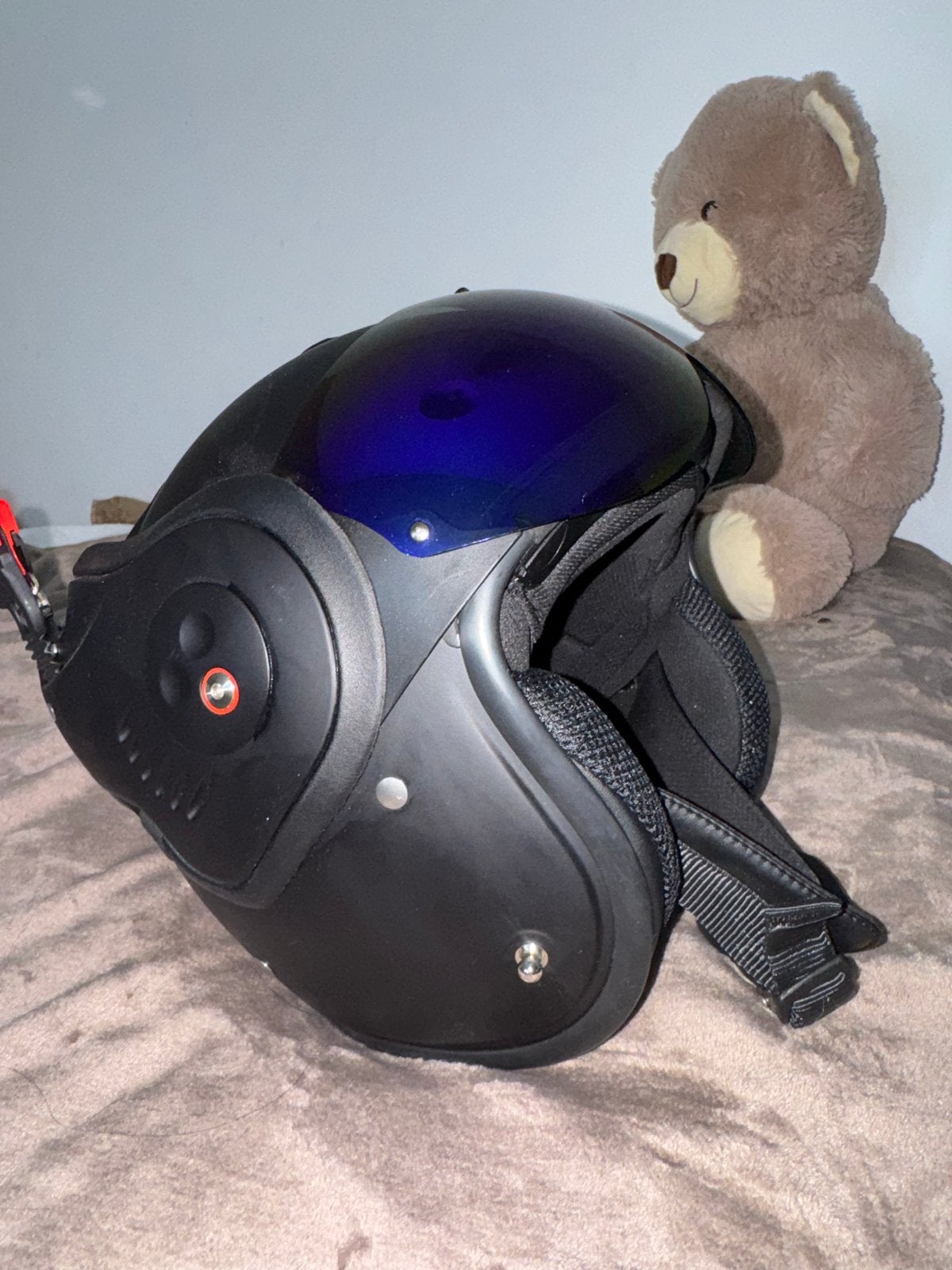 Zwarte scooterhelm met blauw vizier, Ophalen, Nieuw, Small