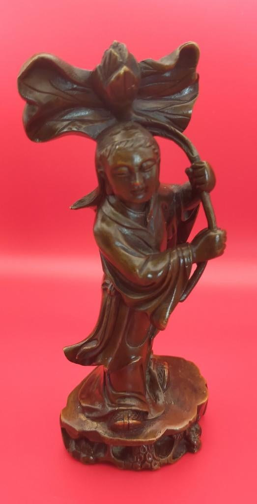 Bronzen beeldje in Aziatische stijl, 15 cm hoog, Ophalen