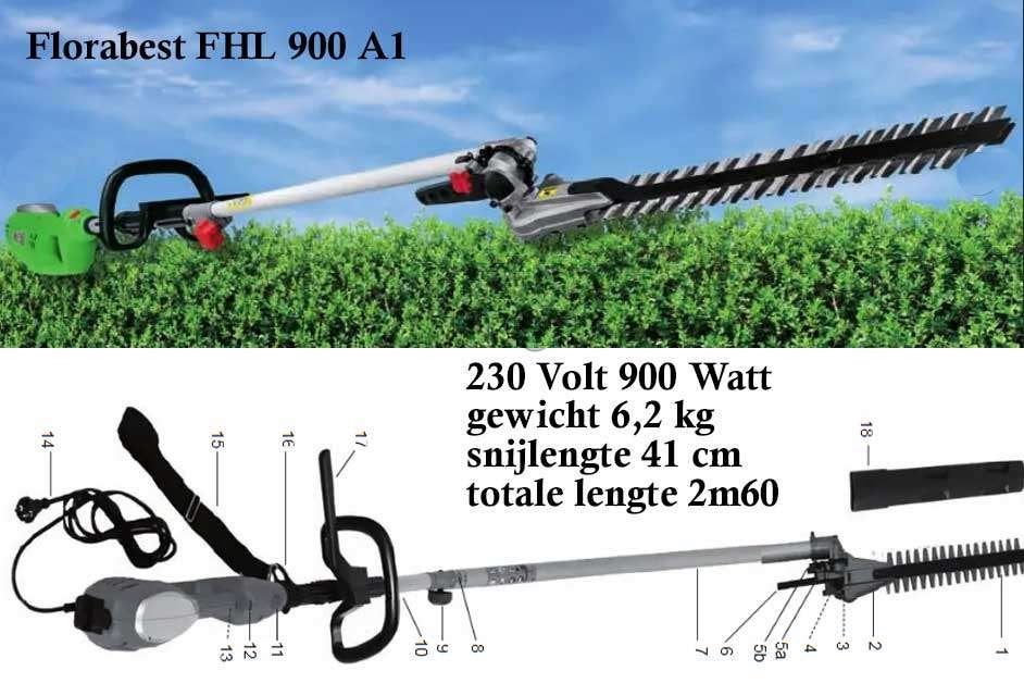 Elektrische heggenschaar op steel 2m60, Ophalen, Gebruikt, Elektrisch, Florabest