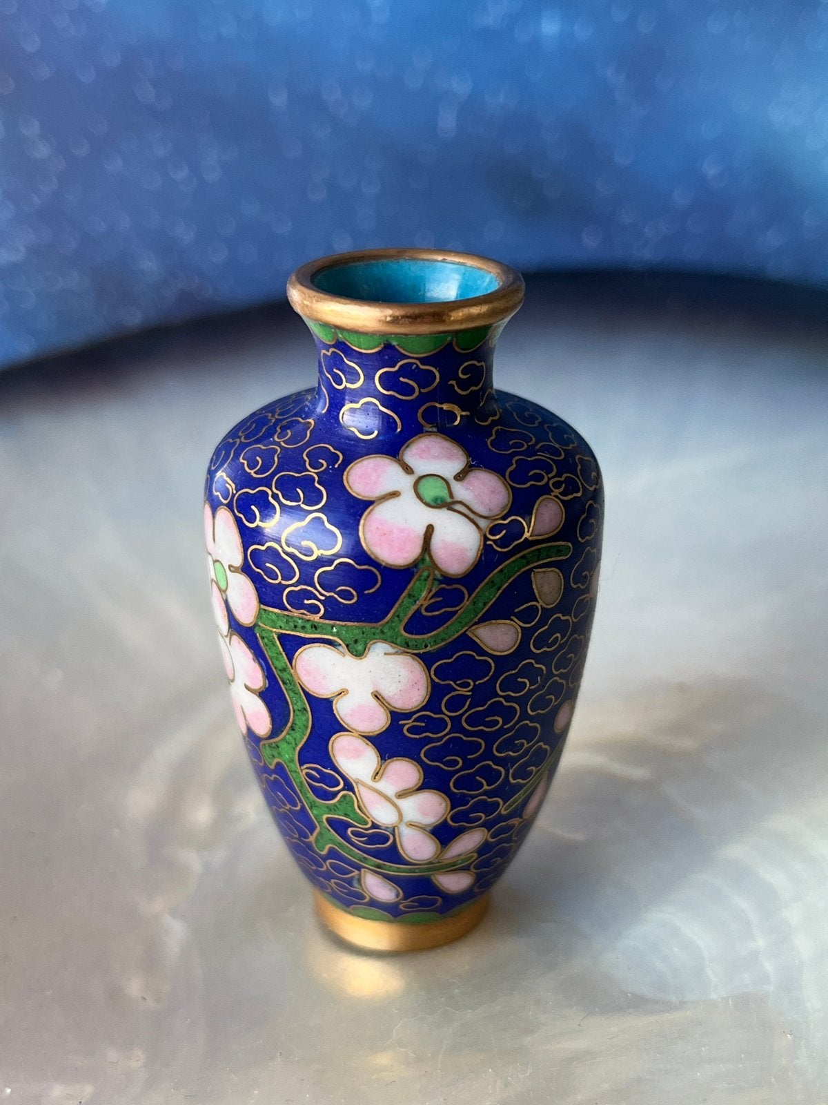 Klein cloisonne vaasje, miniatuur, Ophalen of Verzenden