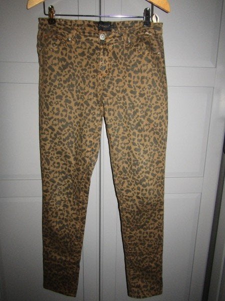 G729 G-Maxx mt M-L jeans bruin zwart animal print, Maat 38/40 (M), Bruin, Verzenden, Zo goed als nieuw