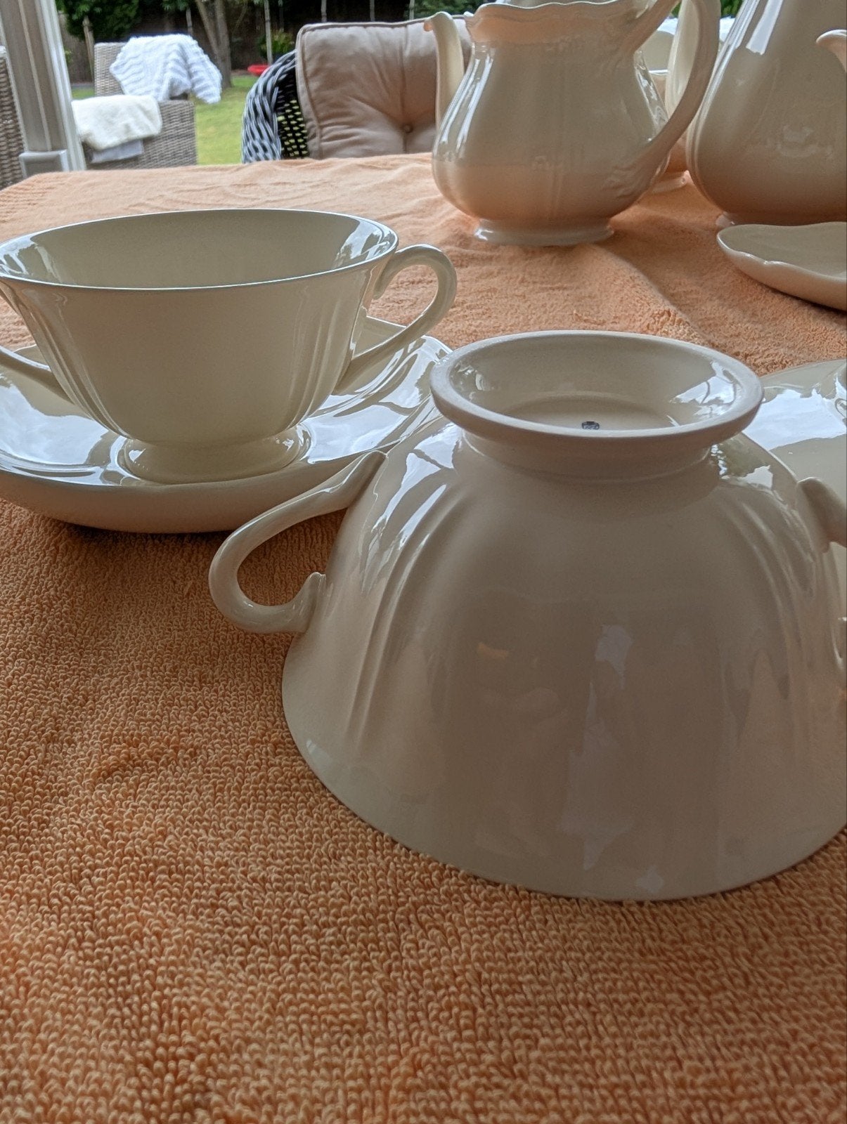 7 Nieuwe Wedgwood Soepkommen met 2 Oren - Queen's Plain, Ophalen, Nieuw, Kom(men), Wedgwood