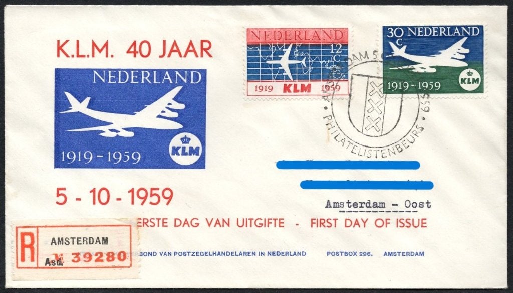 40 jaar KLM 1919-1959, Postzegels en Munten, Brieven en Enveloppen | Nederland, Verzenden, Envelop