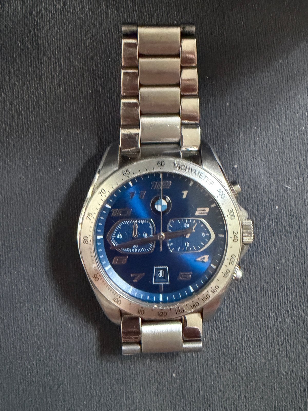 BMW Chronograaf Polshorloge - Blauwe Wijzerplaat, Overige merken, Gebruikt, Staal, Polshorloge