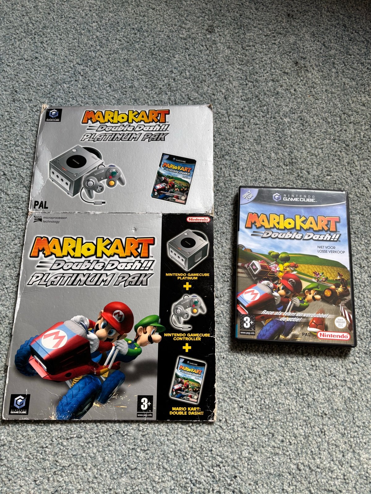Mario Kart Double Dash + Sleeve Platinum Pak, Nintendo, Gebruikt, Ophalen of Verzenden, Racen en Vliegen