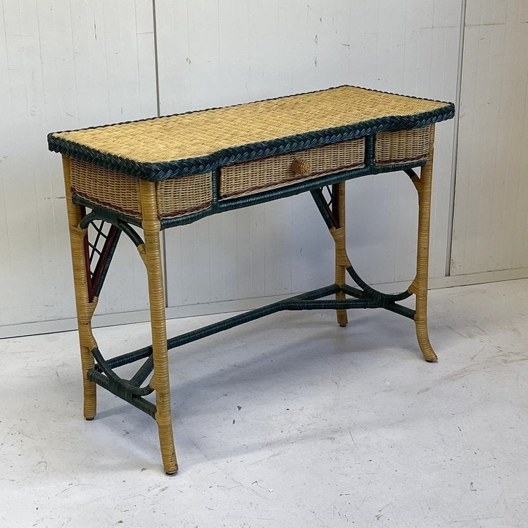 Vintage rotan sidetable bureau werkplek laptoptafel riet, Huis en Inrichting, Ophalen, Overige materialen, Gebruikt, 100 tot 150 cm