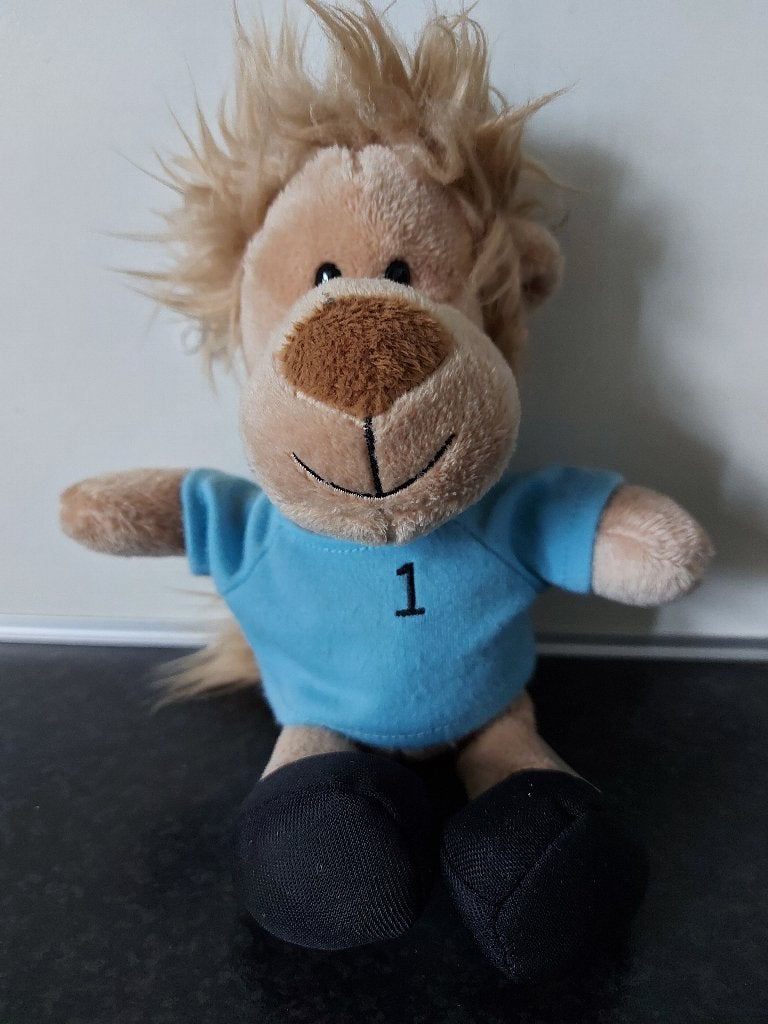 Knuffel : Voetbal Leeuw, Ophalen, Zo goed als nieuw, Wasbaar, Middelgroot (20 tot 80 cm)