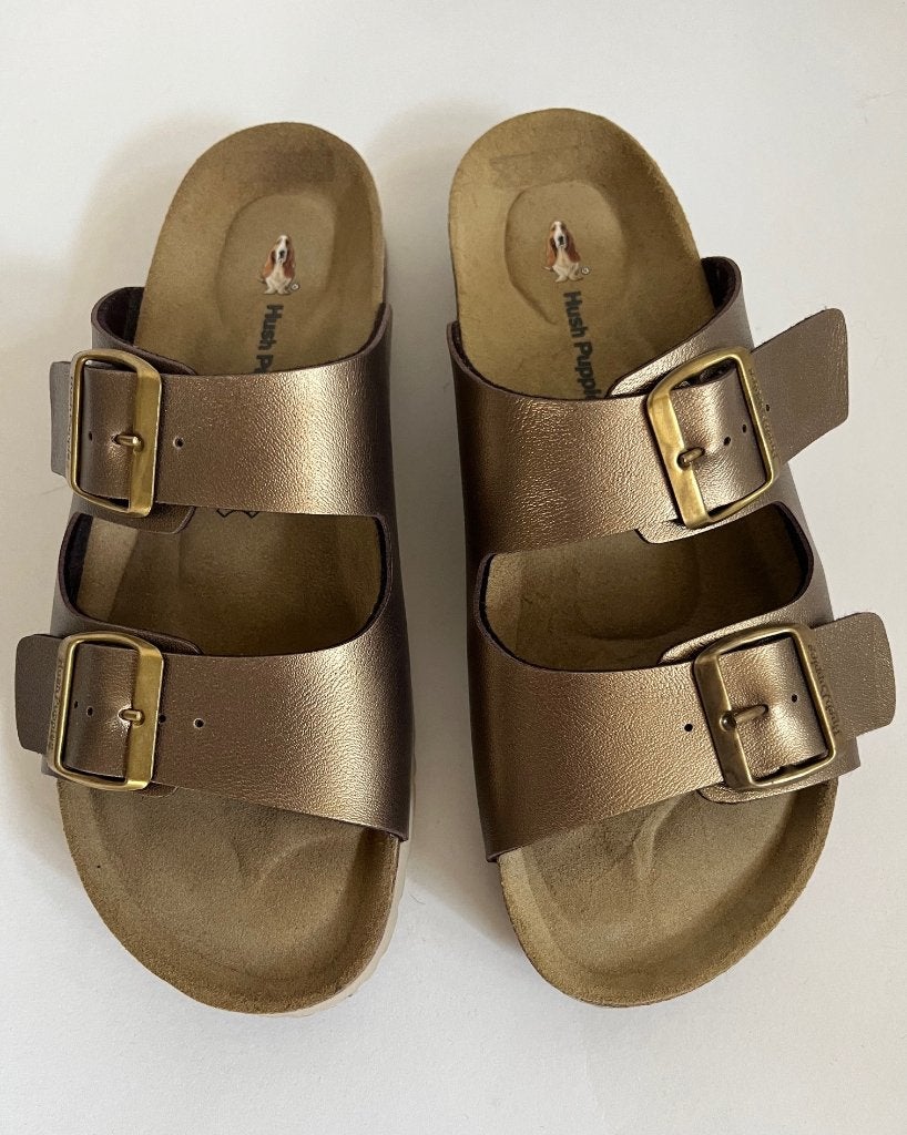 Hush Puppies sandalen, bronskleurig, maat 38, Slippers, Overige kleuren, Ophalen of Verzenden, Zo goed als nieuw