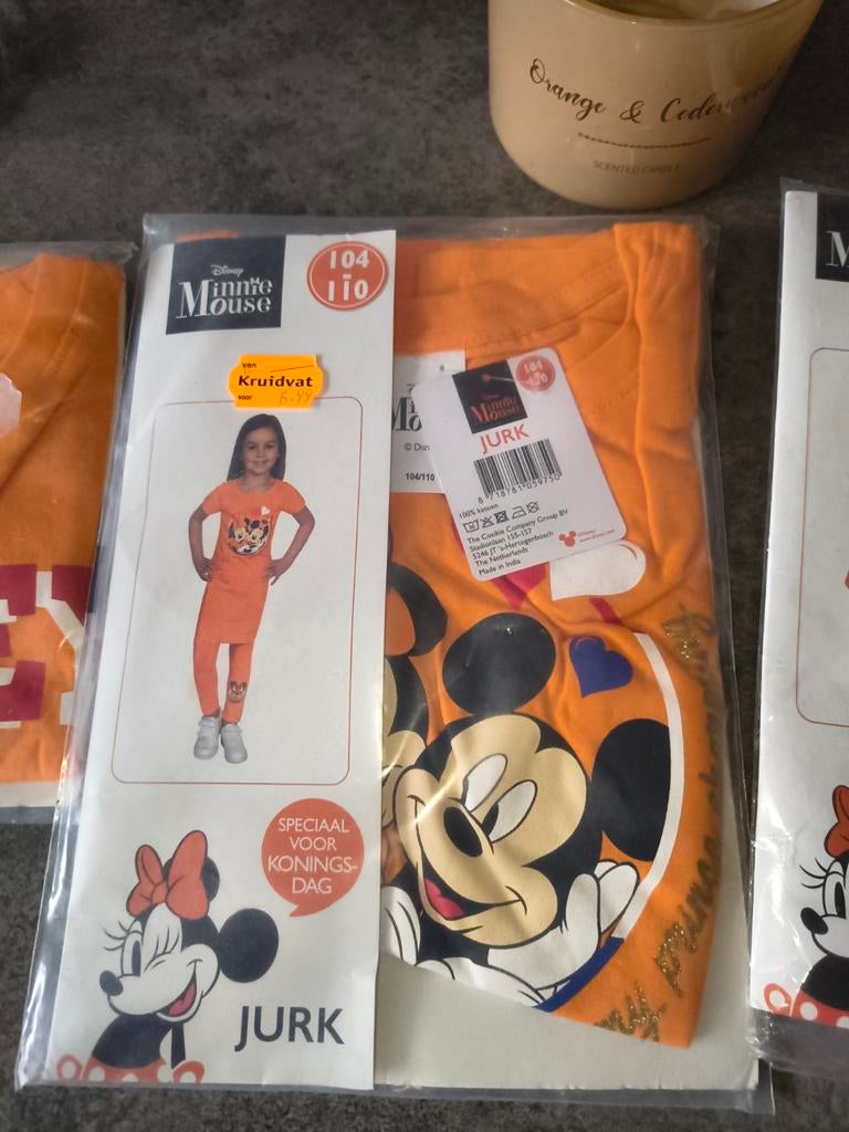 Nieuwe Mickey Mouse Koningsdag jurk maat 104-110, Ophalen of Verzenden, Nieuw, Jurk of Rok