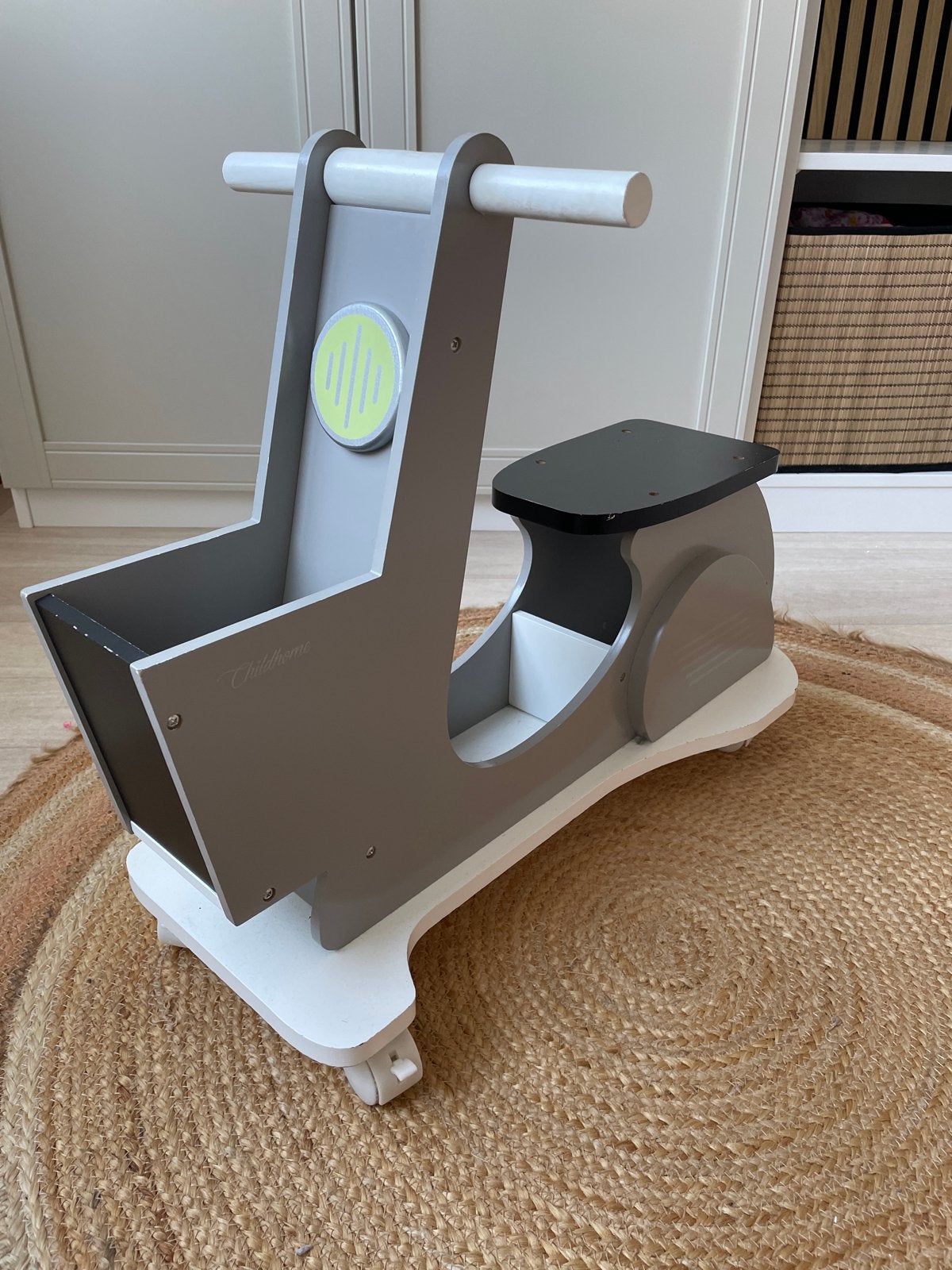 Houten scooter taupe, Ophalen, Gebruikt