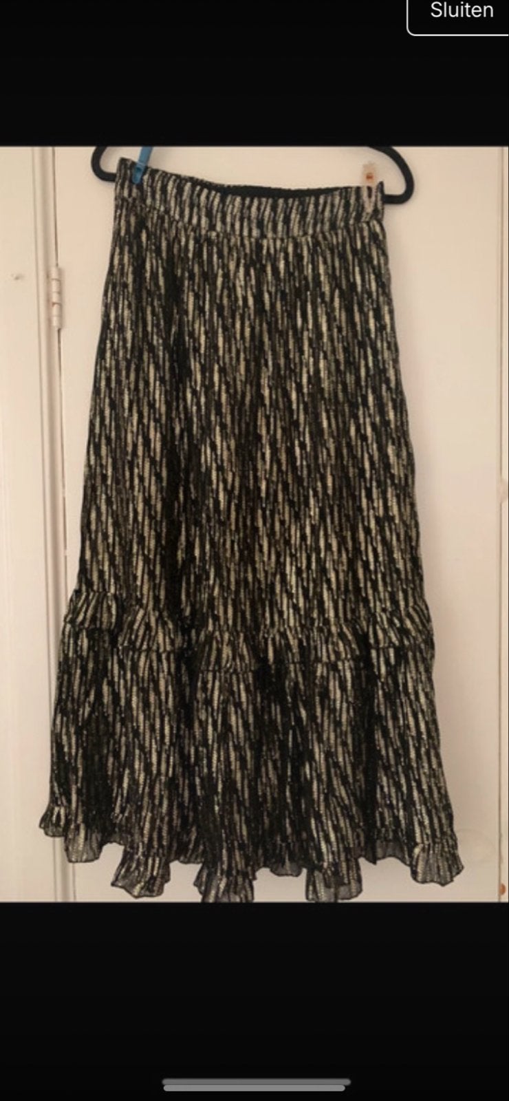 Zwarte/gouden maxi rok met ruches, maat M Zara, Maat 38/40 (M), Zwart, Ophalen of Verzenden, Zo goed als nieuw