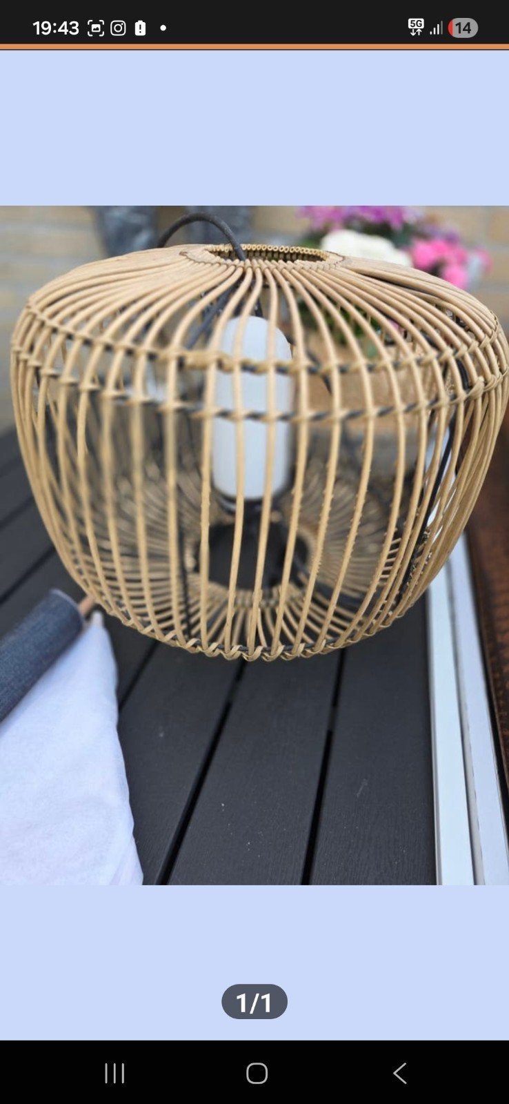 Rattan buitenlamp, Tuin en Terras, Ophalen, Zo goed als nieuw