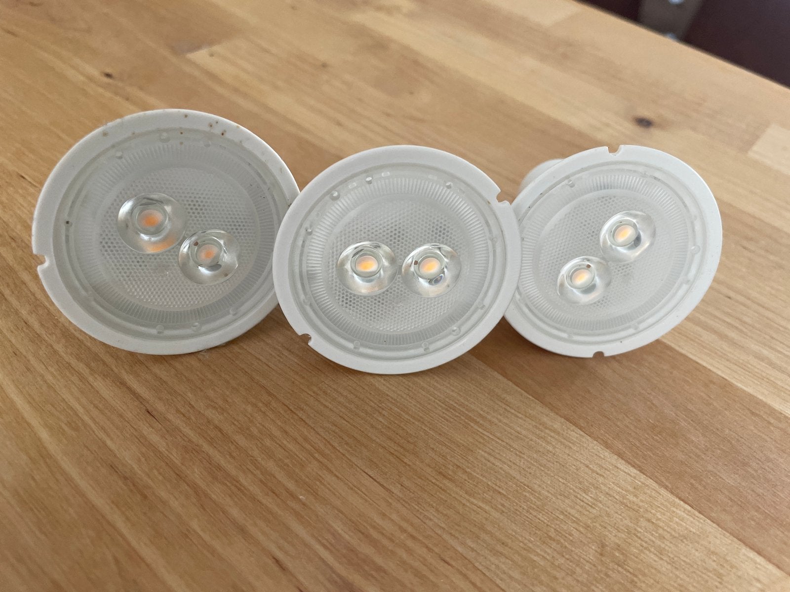 3x IKEA GU10 LED-lampen, warm wit., Ophalen, Led-lamp, Gebruikt, GU10