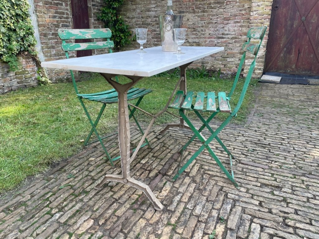 Tuintafel Bistrotafel Marmer Blad  art deco 1930 Frans, Ophalen