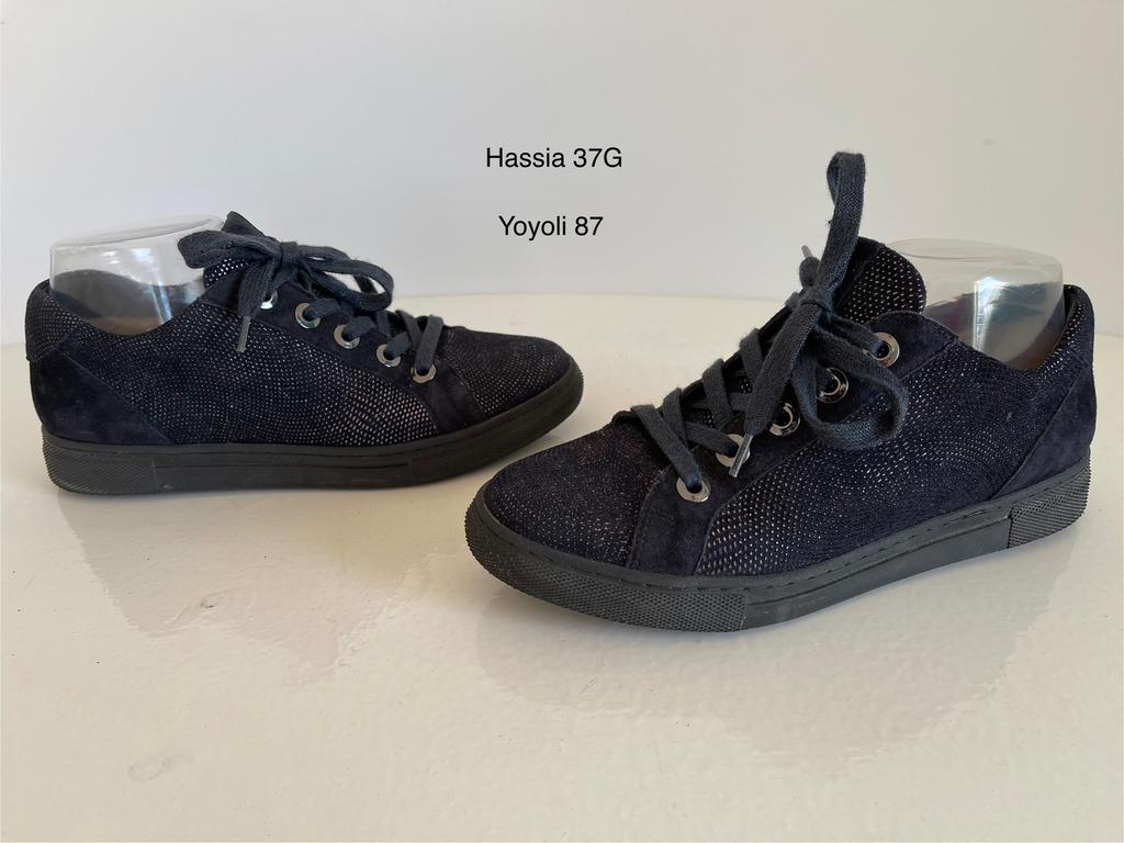 87) Hassia 4 G (37 G) donkerblauw leren sneakers, Blauw, Ophalen of Verzenden, Sneakers of Gympen, Zo goed als nieuw