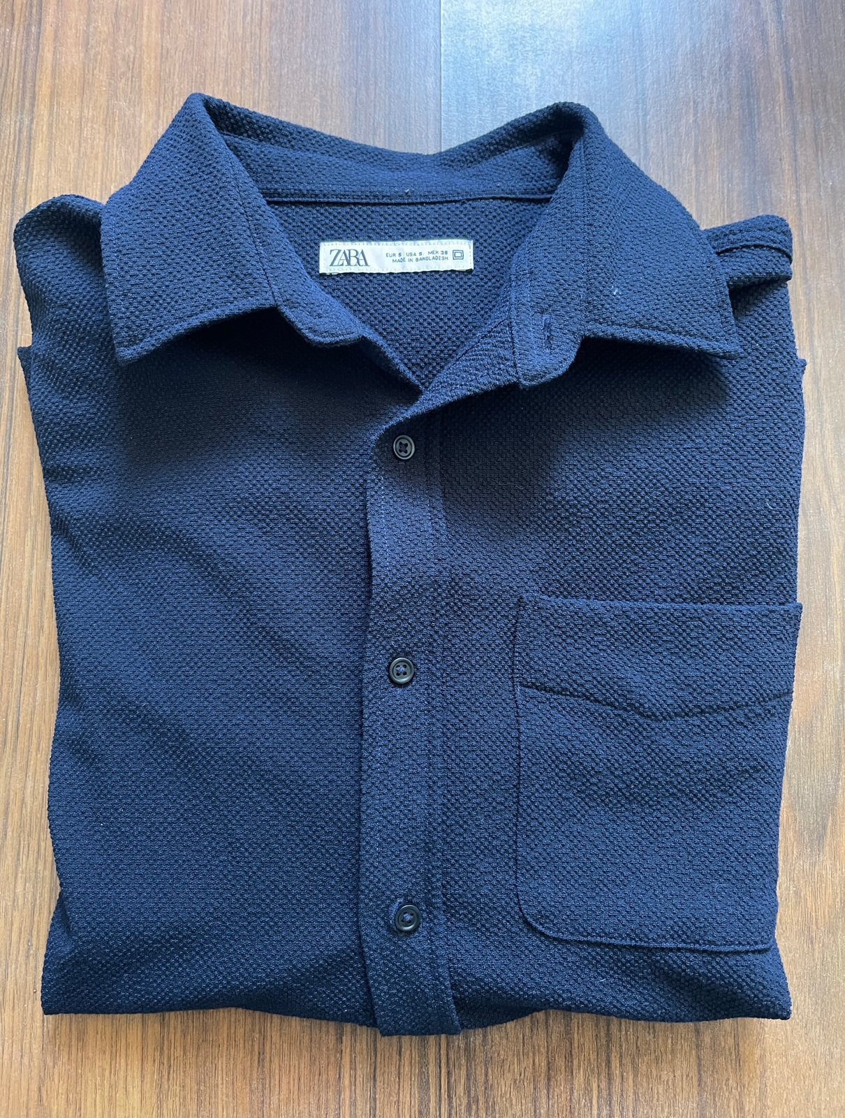 Blouse met structuur donkerblauw Zara, S, Ophalen of Verzenden, Zo goed als nieuw, Blauw, Halswijdte 38 (S) of kleiner