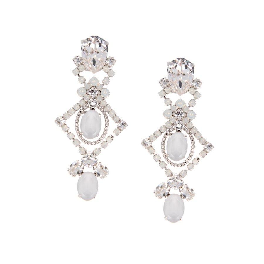 Otazu Grote Witte Waterval Oorbellen (Clips) - 25% korting, Met kristal, Overige materialen, Hangers, Wit