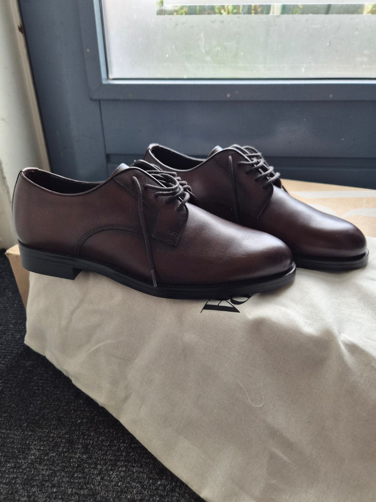 NIEUW ZARA MAN Leren Derby Schoenen Maat 43 Bruin - Nette Sc, Bruin, Nieuw, Ophalen of Verzenden, Zara Man