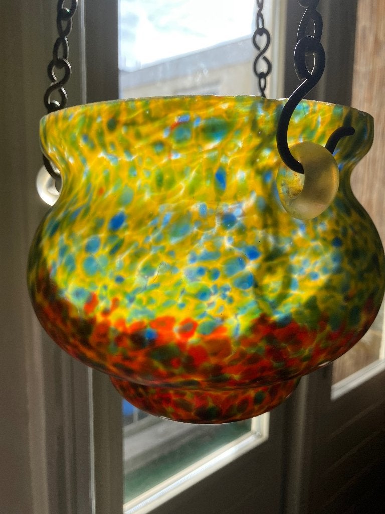 antiek Franse spatterglas lamp, Ophalen of Verzenden, Gebruikt, Glas