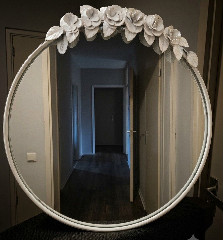 Riverdale spiegel met bloemdecoratie, Huis en Inrichting, Ophalen, Zo goed als nieuw, Rond, 50 tot 75 cm