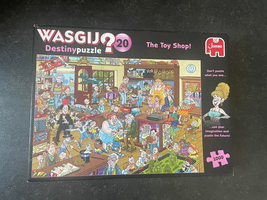 Wasgij puzzel destiny nr 20 the toy shop 1000 stukjes, Ophalen of Verzenden, 500 t/m 1500 stukjes, Zo goed als nieuw, Legpuzzel