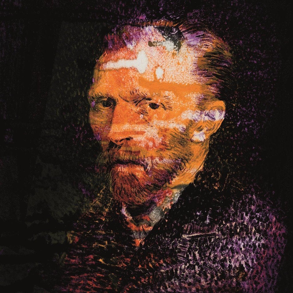 Modern Schilderij: Van Gogh Portret - 120x120 cm Plexiglas, Ophalen, Op houten frame, Print, Overige materialen
