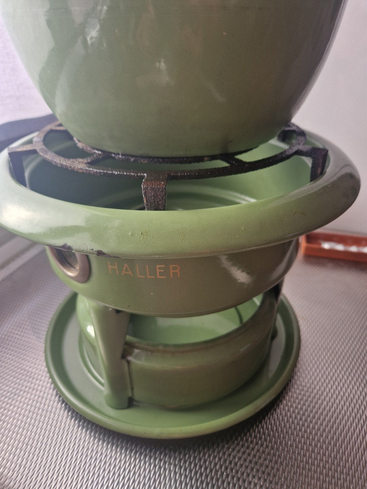 Vintage Haller Petroleumstel met Pan - Groen, 30 cm, Ophalen of Verzenden