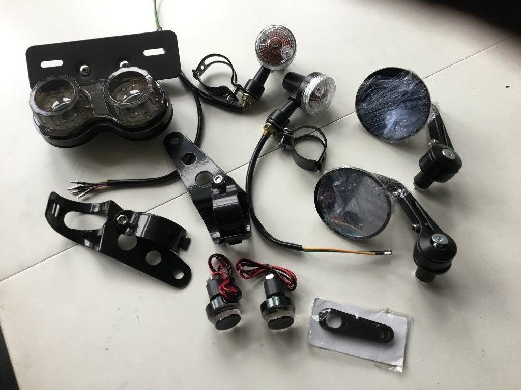 Motorfiets Bar End Spiegels en Knipperlichten Set, Ophalen, Nieuw