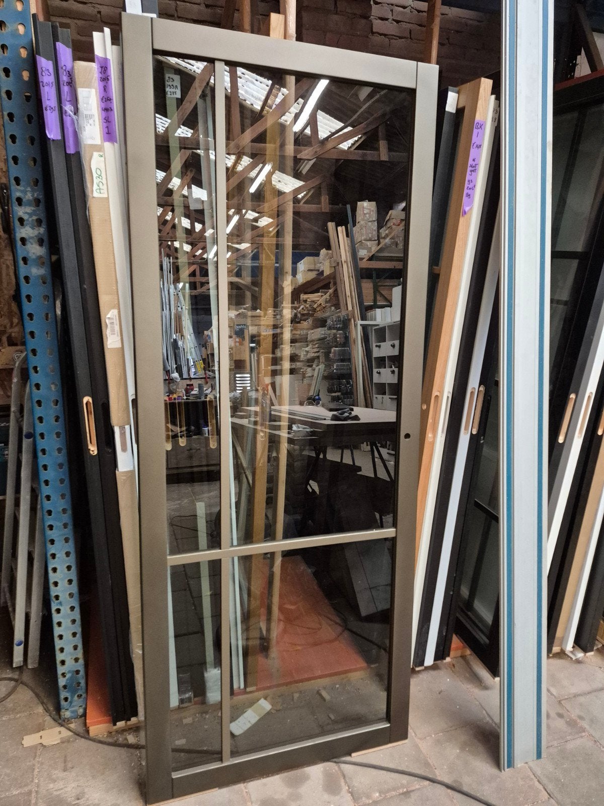 83x211,5cm binnendeur brons opdek links rookglas SL11, Ophalen, 80 tot 100 cm, ., Binnendeur