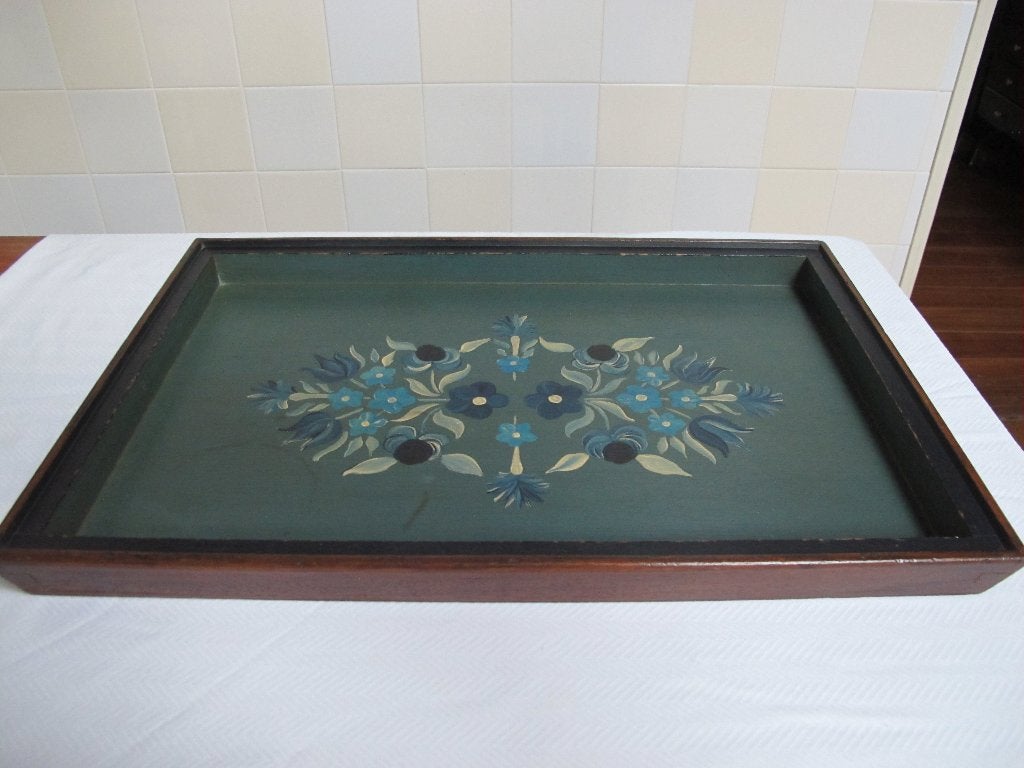 dienblad handbeschilderd volkskunst, Ophalen of Verzenden, Gebruikt, Rechthoekig, Hout
